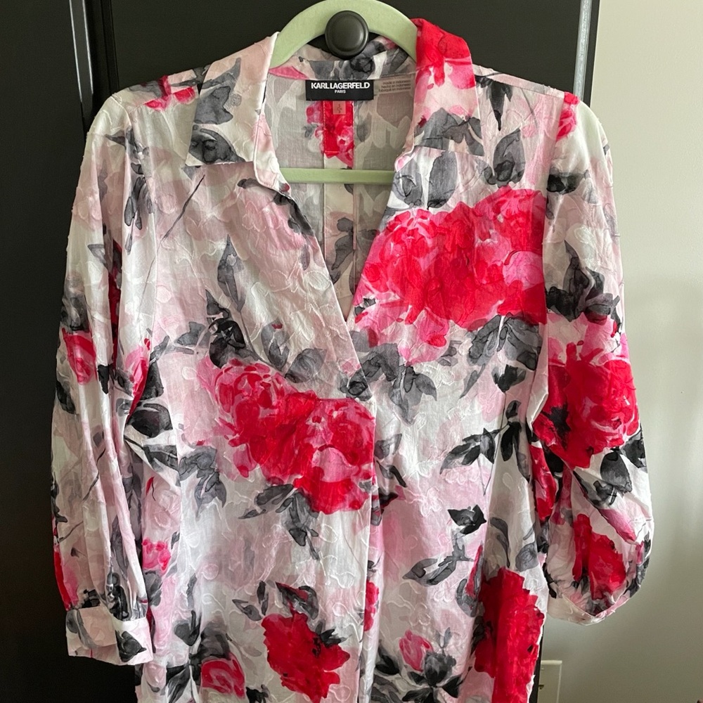 Karl Lagerfeld Red and Black Blouse